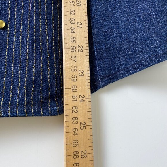 Christine Phillippe Womens Denim Jacket Sz 8 Gold Button Detail Classy Casual - Picture 10 of 11